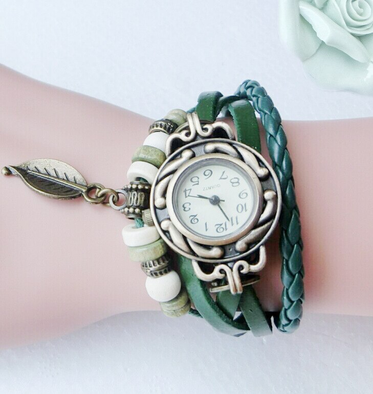 bracelet watch female students children leaf pendant quartz watch manufacturer restoring ancient ways: shu ye lv