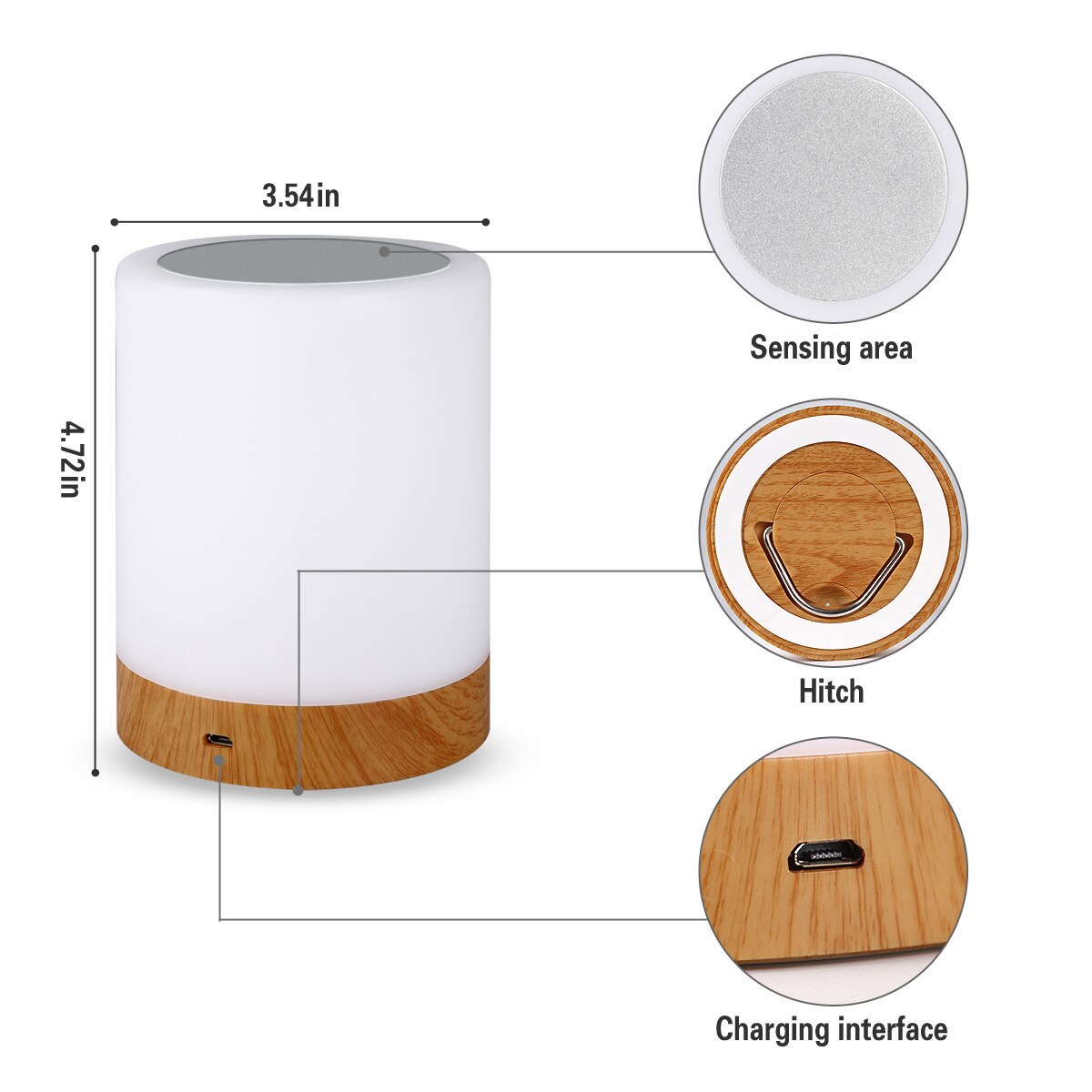 LED stijl Zeven Kleur Creatieve Houtnerf Opladen Kleine Night Lamp Bed Licht Tafellampen Touch Pat Sfeer Verlichting