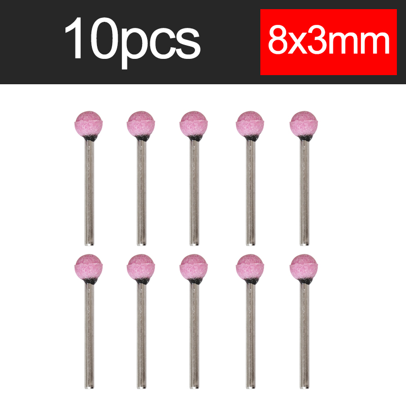 10pcs Ceramic Grinding Head Ball-type Polishing Abrasive Wheel for Rotary Tools Accessary 3mm Shaft Mounted: Silver