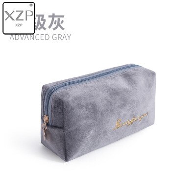 XZP multifonction voyage cosmétique sac femmes maquillage sacs articles de toilette organisateur couleur unie femme rangement trousse à maquillage nécessaires: Gris