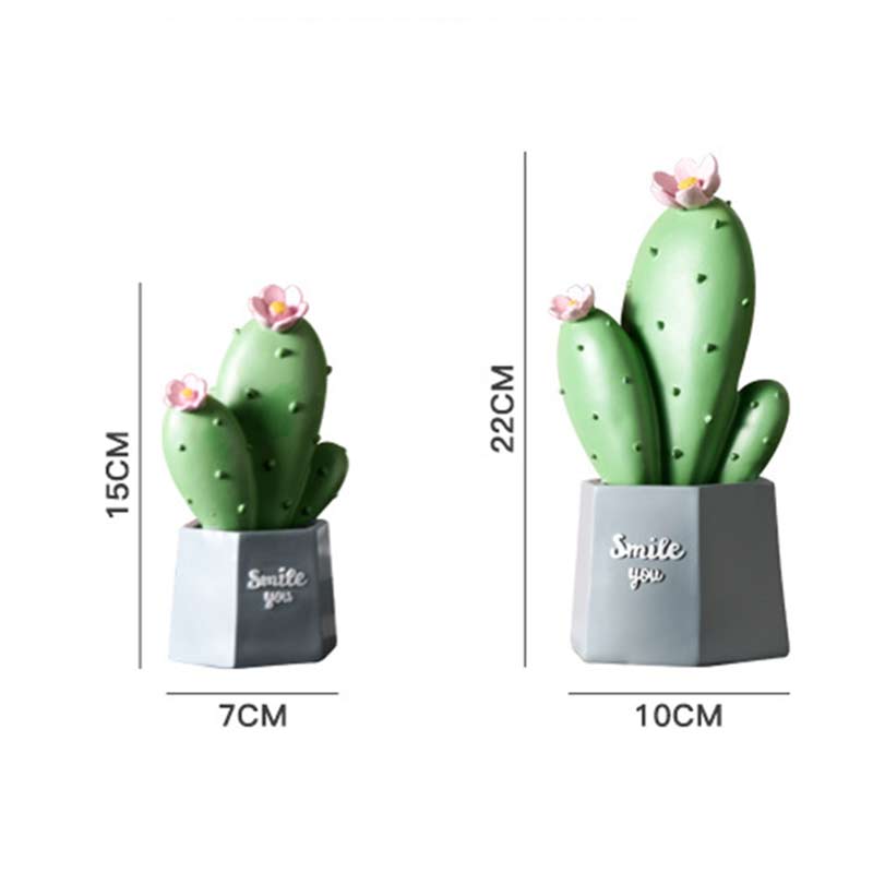 Nordic Simulation Cactus Ornaments Resin Cactus Statue Potted Decoration Crafts Figuine Office Desktop Home Decor