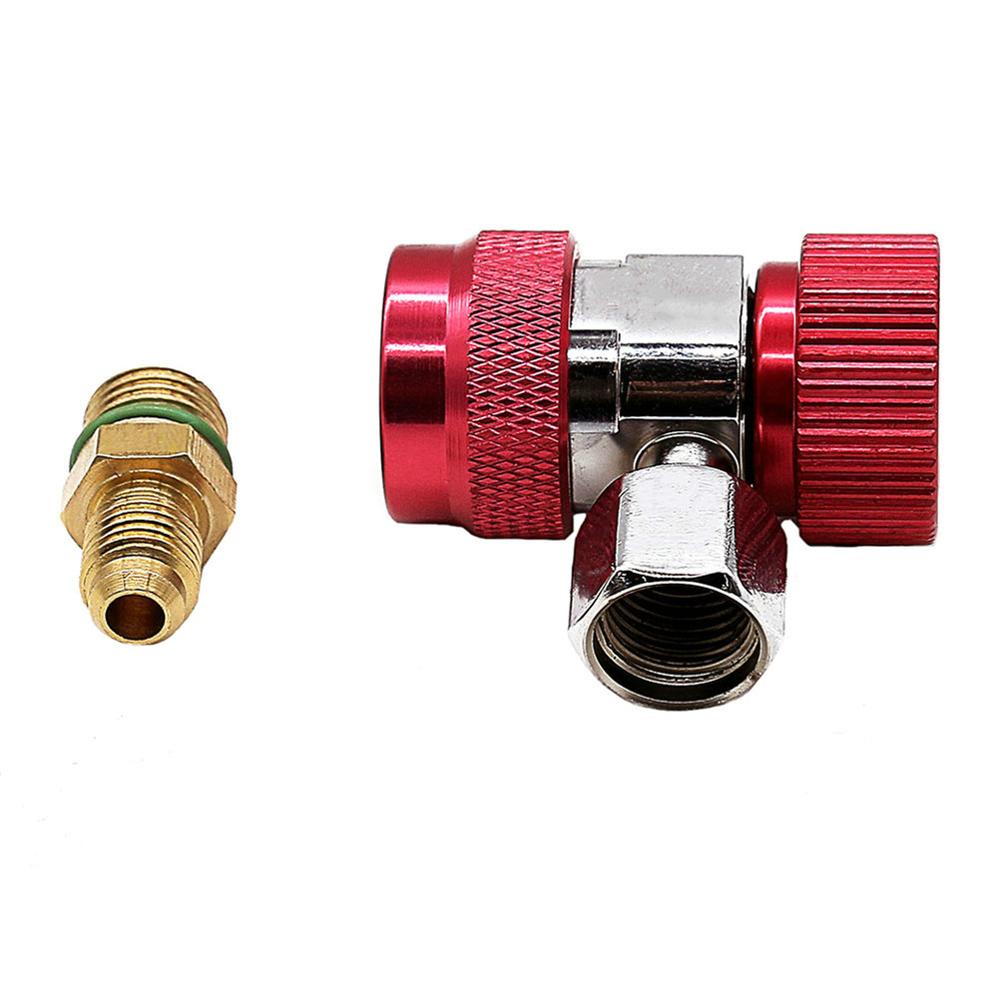 Auto Freon R134A AC Air Condition Adjustable Quick Coupler Refrigerant High Low Adapter Connector Manifold Gauge: Red