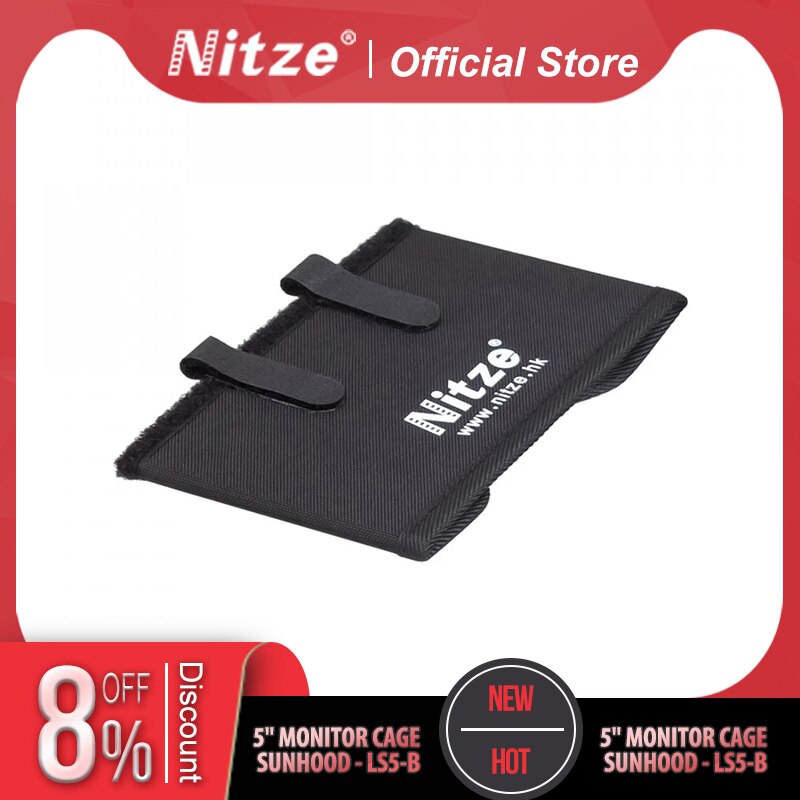 Nitze Sunhood per Ninja V,Ninja V +,Shinobi / SmallHD Focus /BM5,BM5II,LH5H,LH5P / BMD Video Assist 5 &quot;3G FR6 Monitor Cage - LS5-B