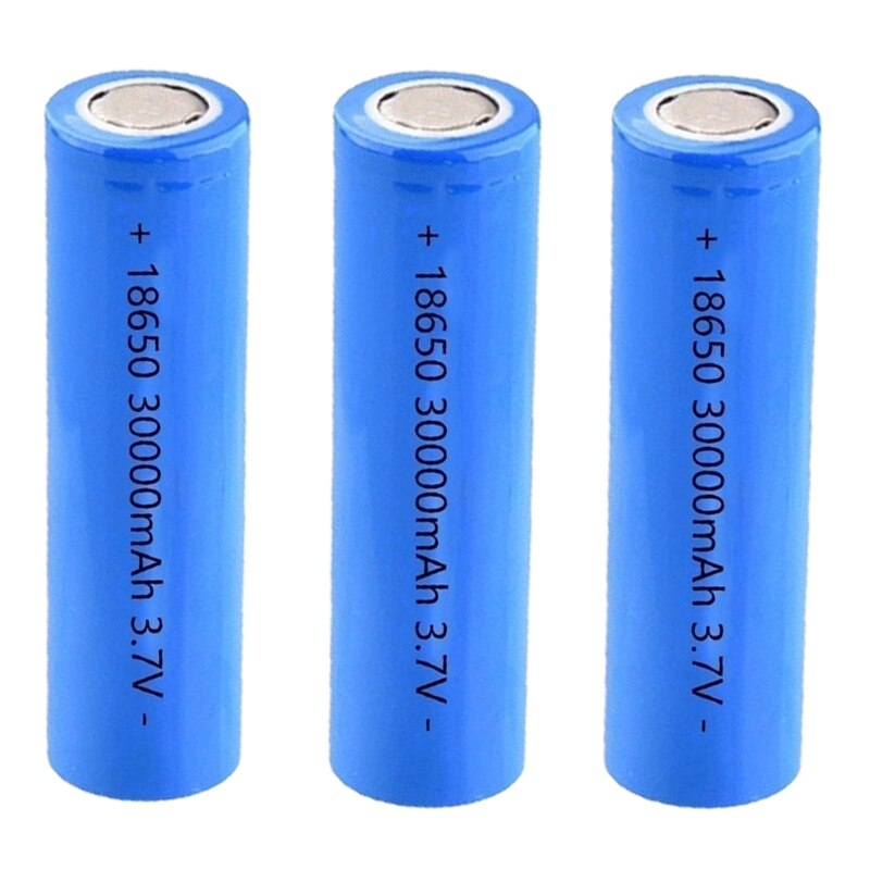30000 mah 18650 batteri 3.7v li-ion batteri li-ion oppladbart batteri for led lommelykt elektronisk gadget kabinett: 3 stk batteri