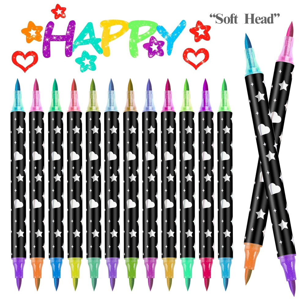 12-60 Pcs Double Tip Art Markers Vibrant Colors Quick-Drying For Painting Graffiti DIY Crafts Art Stationery School supplies.