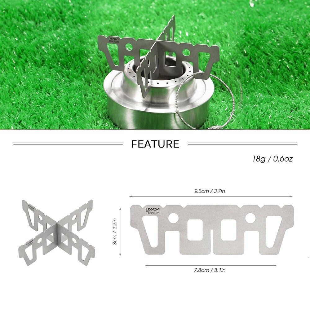 Lixada Esterno In Titanio Fornello Ad Alcool Cremagliera di Campeggio Esterna Del Basamento Del Supporto Rack Stufa A Cremagliera Croce Del Basamento di Sostegno Pentolame E Utensili Per Cucinare Accessorio