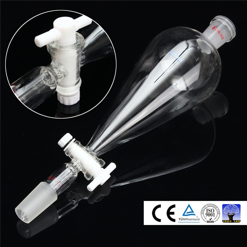 24/40 500ml Glass Funnel Oil Water Receiver Separator Essential Oil Distillation Kit Part Lab distillation Kit