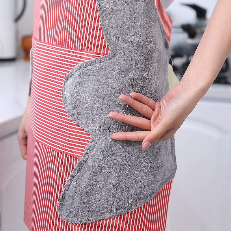 Japanse stijl huishoudschort, verstelbare grote zak, koraal fluwelen mouwloze schort, oliebestendige overall voor in de keuken