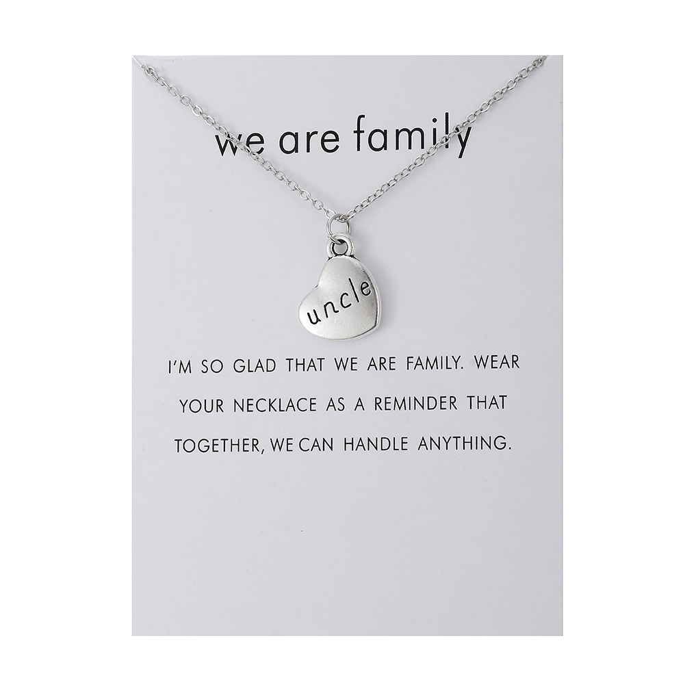 Heart Love We Are Family Tree Dad Mom Sister Members Alloy Pendant Necklace Jewelry: white card uncle