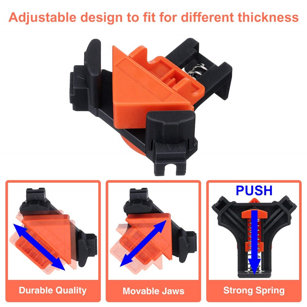 4 Pcs 90 Right Angle Clamp Corner Mate Woodworking Hand Tool Fixing Clips Picture Frame Corner Clip Pipe Angle Clamps Pipe Clamp