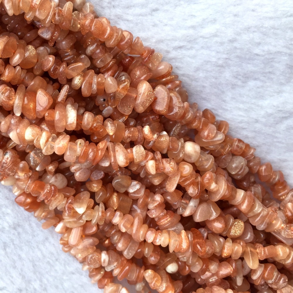 Natural Genuine Orange Gold Sanidine Sunstone Nugget Chip Loose Beads Fit Jewelry 3x8mm 15"