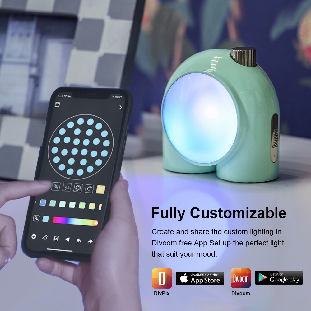 Divoom Planet-9 LED Light Effects Decorative Mood Lamp with Programmable RGB , Neon Light Atmosphere Bedside Lamp, Music Control