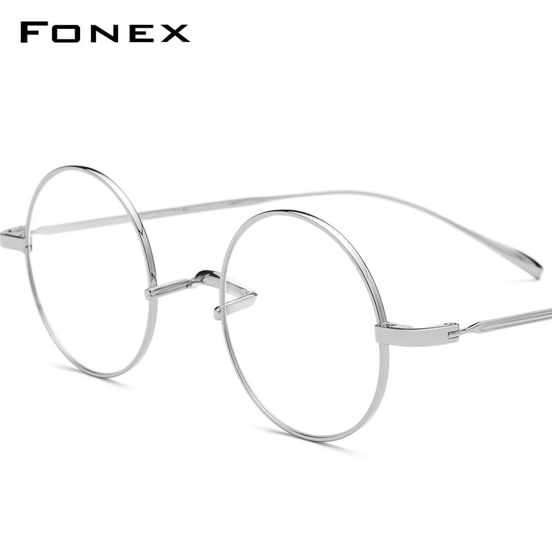 FONEX Titanium Eyeglasses Frame Men Ultralight Retro Women Round Myopia Optical Prescription Glasses Vintage Eyewear 9120