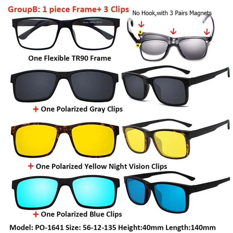IVSTA 3 in 1 Clip Auf Sonnenbrille Männer Polarisierte Magnet Gläser Magnetische Clips Rezept Optischen Rahmen Spektakel Frauen Lesen: NO HOOK-1641-3PCS