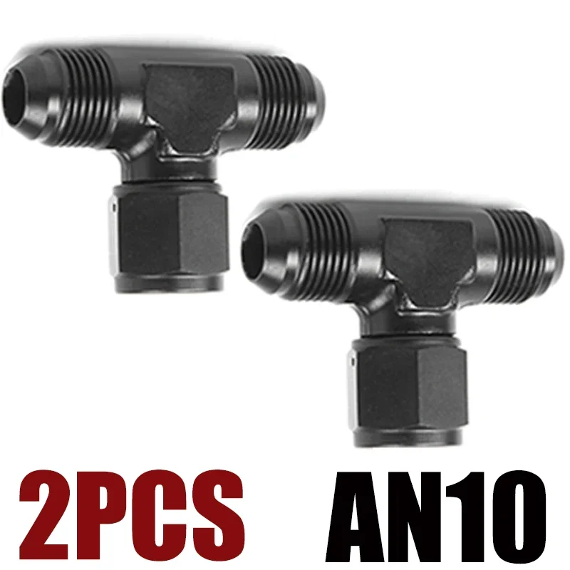 2x an4 an6 an8 an10 an12 universelle t-koblinger til slange i aluminium, hann-hann, hunn-t-kobling på sidegjengeadapter: Svart