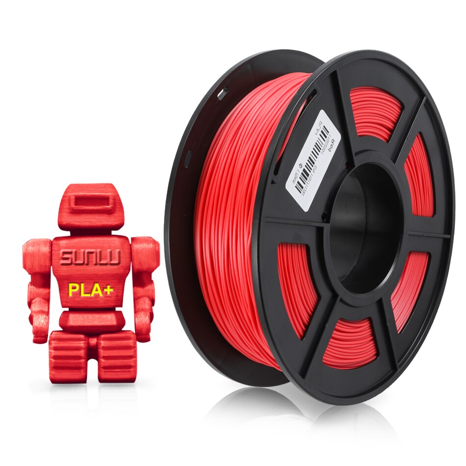 Sunlu pla plus 3d filament 1.75mm 3d printer filamento pla  + 3d trykmateriale 1kg med spole: Pla plus rød