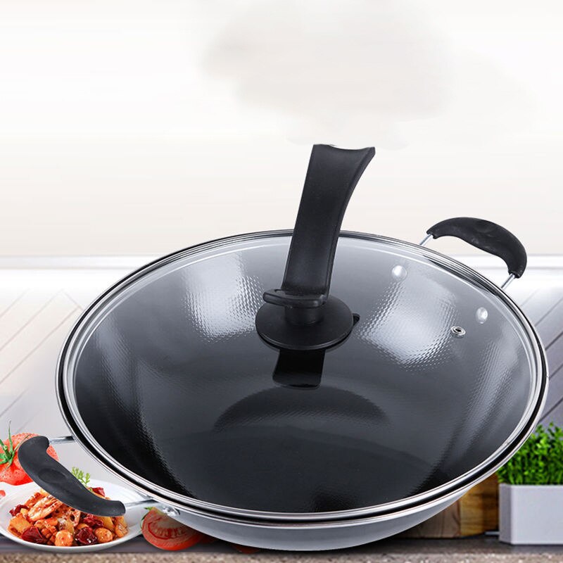 Wok Emaille Pot Ongecoat non-stick Fornuis Huishouden Inductie Kookplaat Speciale Emaille Wok Kolen Gasfornuis voor Ijzeren Pan keuken Potten