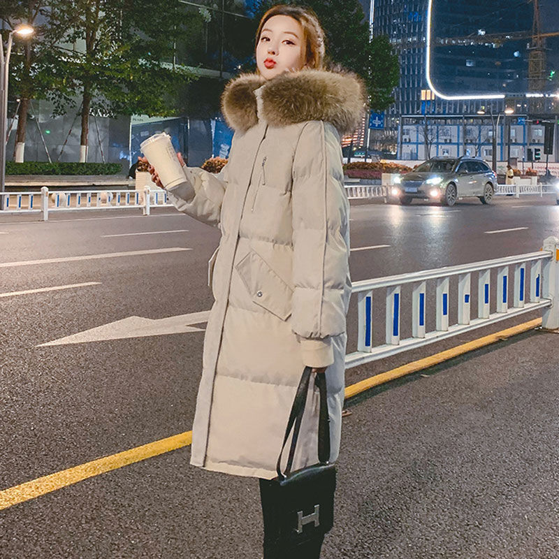 Winter Down Jacket Women's Mid-length Korean Version of The Shiny Loose Thick Temperament Lightweight White Duck Down Jacket