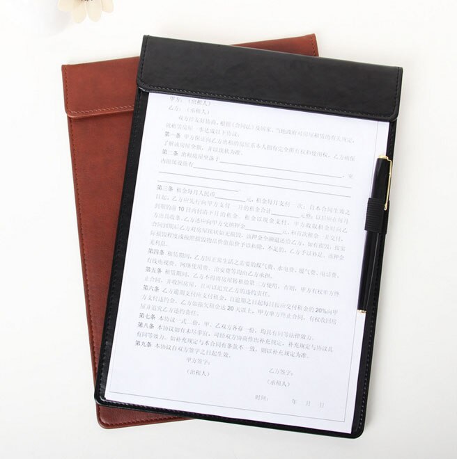 A4 A5 porte document de en cuir fichier dossier papier stockage bureau d'affaires fournitures de classement scolaire avec Insertion de stylo