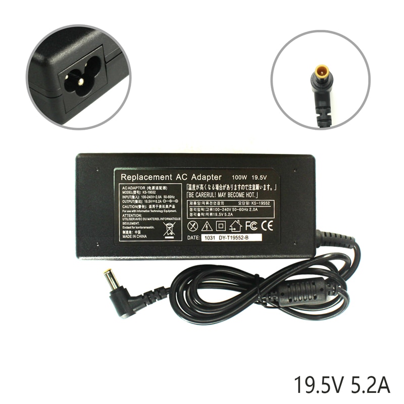 Adaptador de CA de 19,5 V, 5,2a, 6,5x4,4mm, para Sony ADCP-100E03, ACDP-100D01, LCD, TV, fuente de alimentación