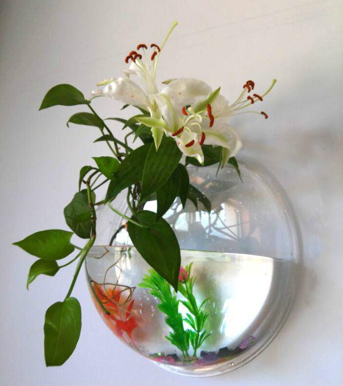 Mount Aquarium Muur-Opknoping Vis Kom Decoratie Planter Dierbenodigdheden Acryl Aquarium: XXXL / WIT