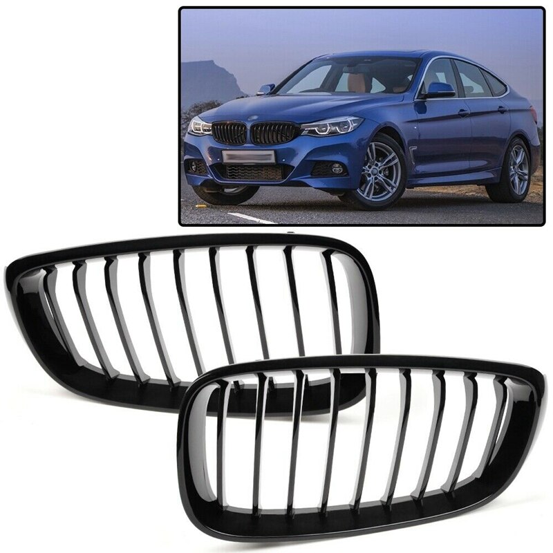 Front Nier Hood Grille Grill Voor-Bmw F34 3 Serie 328I 330I 335I 340I Gt Xdrive gloss Black