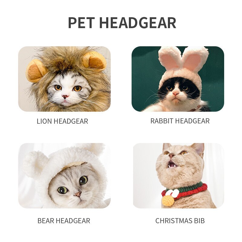 Peluca de gato de melena de León, sombrero para cachorro y gato, accesorio de decoración para mascota, gorro de pelo de lujo, gorro de Orejas de conejo y oso