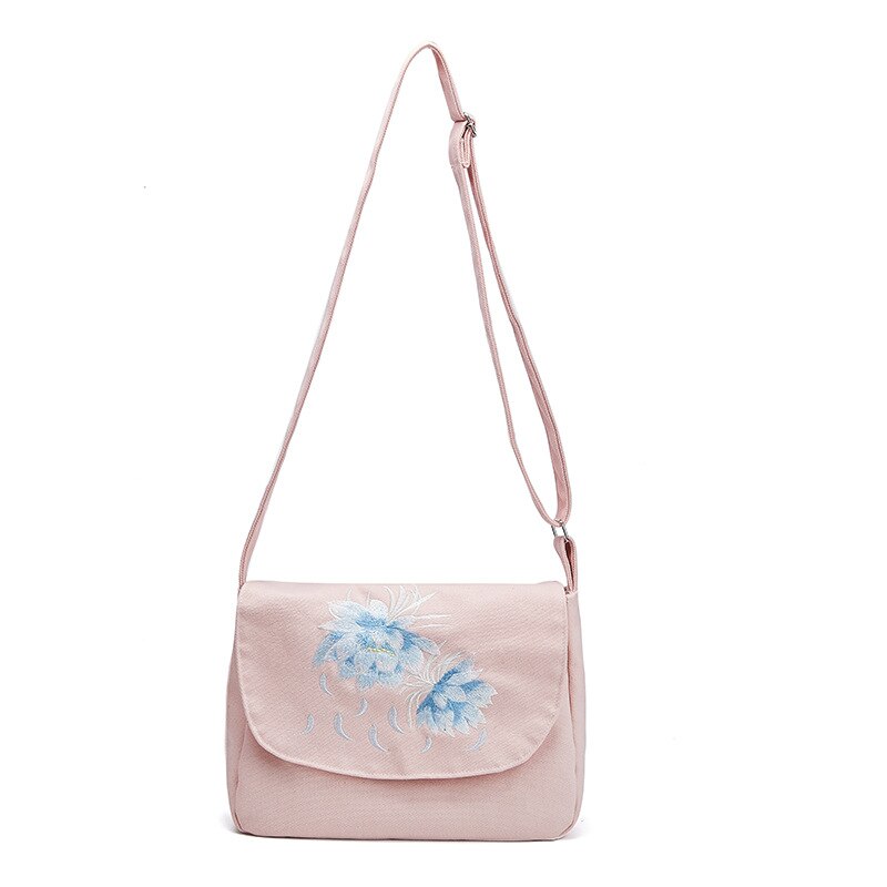 Alasir Original Style chinois brodé toile sacs à bandoulière grande capacité femme sacs à main femmes fleurs sacs de messager: pink