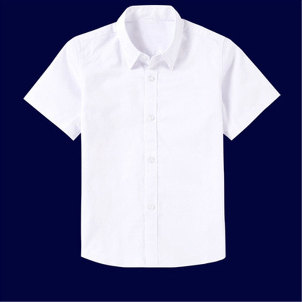 Camisas blancas para niños, ropa de algodón sólido de manga corta, camisas formales para adolescentes, uniforme escolar de 6, 8, 10, 12 y 14 años: 15t