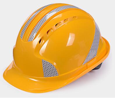 Reflective Strip Safety Helmet Cap Style Vented Hard Hat, 4-Point Ratchet Suspension, Protective Helmet for Construction Worker: E