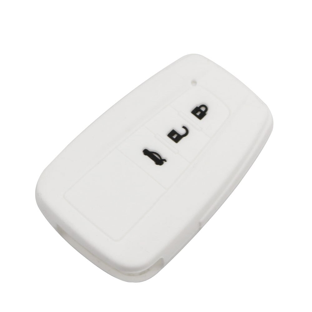 Carmilla Silicone Car Key Fob Cover Case for Toyota CHR C-HR Camry Prius Prado - 2 3 Buttons Remote Keyless: 3 buttons white