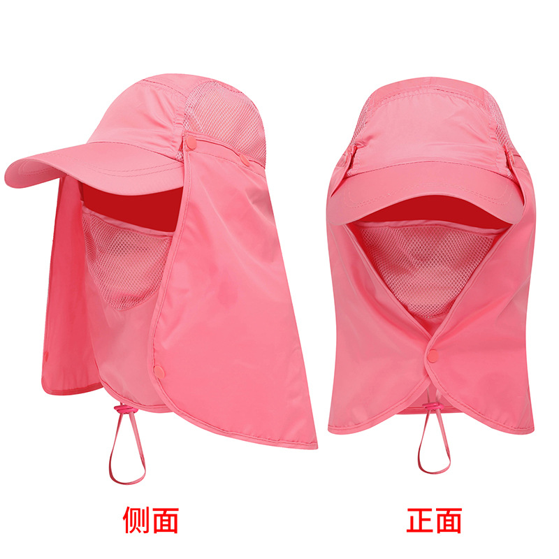 Sombrero a prueba de viento para senderismo al aire libre, gorra desmontable con tapa para sombrilla, cubierta extraíble para el cuello de la oreja, sombrero de pescadores, gorras con solapa de pesca: L