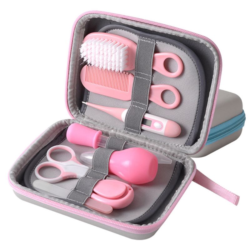 Organize seus filhos higiene 8 pçs/set kit bebê grooming termômetro essencial cuidados com o bebê manicure conjunto ideal para crianças da criança