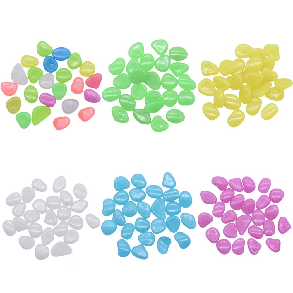 100pcs Luminous Cobblestones Pebbles Stones Glow in the Dark for Aquarium Fish Tank Gravel Decorations For Garden Yard
