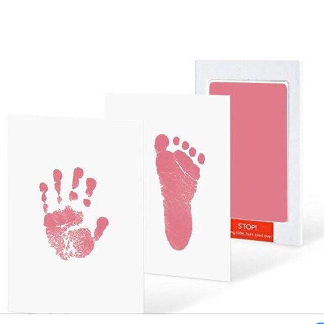 Almohadillas de tinta para huella de bebé, estampado a mano, estampado de huellas de bebé, recuerdo seguro, Kits de almohadillas de tinta no tóxica para bebé,: Rosa