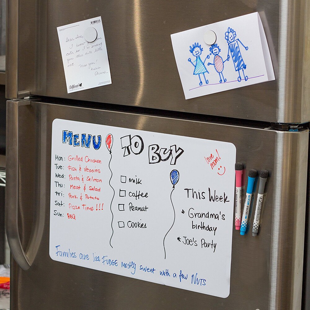 Stor 48 x 33cm magnetisk køleskab tør slette whiteboard til køkken køleskab tegning skrive besked hvid opslagstavle