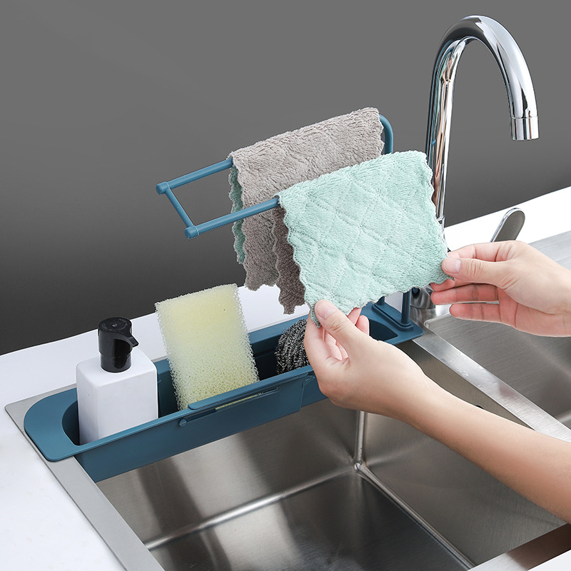 Étagère télescopique pour évier, étagère de proximité de cuisine, ininer T1 EvaluRegina, porte-éponge, serviette T1, rangement EvaluBasket, gadgets, accessoires
