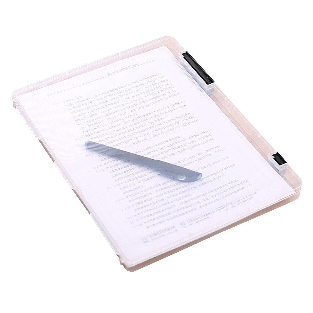 A4 Transparent Storage Box Clear Plastic Document Paper Filling Case File Waterproof Folder Office Stationery Storages Supplies#: Black