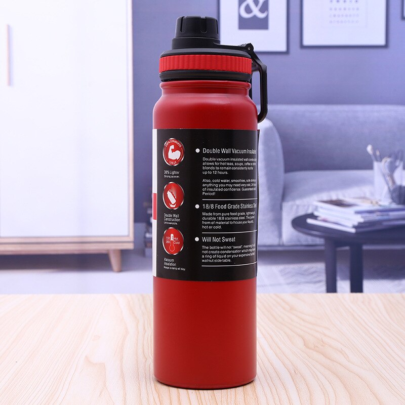 Termo de acero inoxidable con filtro para té y café tazón taza, botella de agua para niñas, frasco de vacío, Taza de Viaje, botella deportiva, 600/800ml: 800ml / Rojo