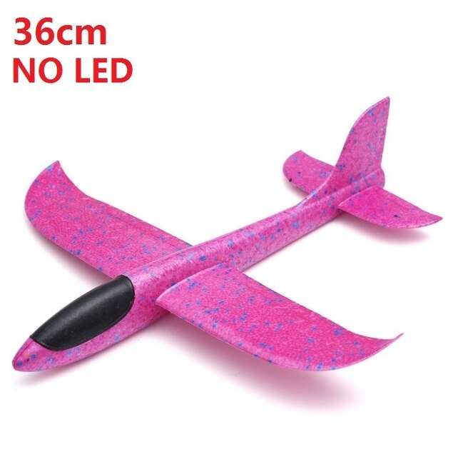 Schiuma aereo aliante bambini aeroplani lampade a Led modalità di volo aerei inerziali bambini lancio a mano all&#39;aperto giocattoli sportivi regalo: no LED 36cm red