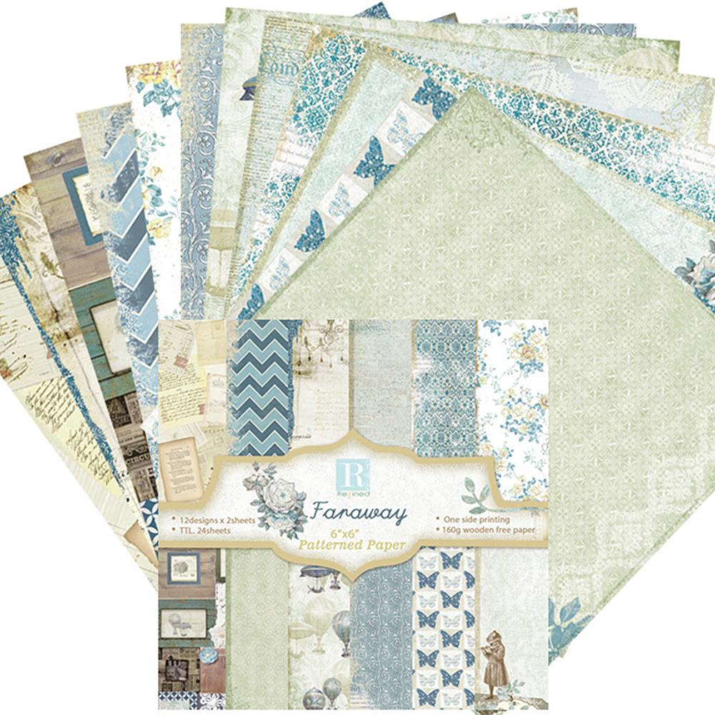 24pcs/set DIY Album Background Paper Scrapbook Background Paper Card Making Background Paper 6'' Single-Sided Pattern Paper: 41