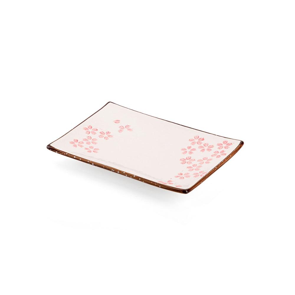 Sakura-kuvio lautaset astiat keraaminen lautanen salver jälkiruoka ruoka-astia välipala kakkutarjotin ravintola astiat tarjoiluastiat: 8 tuuman beige