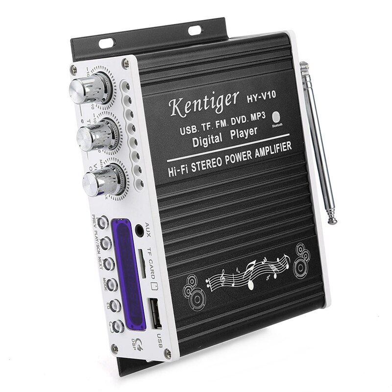 Kentiger V10 Amplifier Bluetooth Hi-Fi Class-Ab Stereo Super Bass o Power Amplifiers Car Senior Shielding Built-In Circuit
