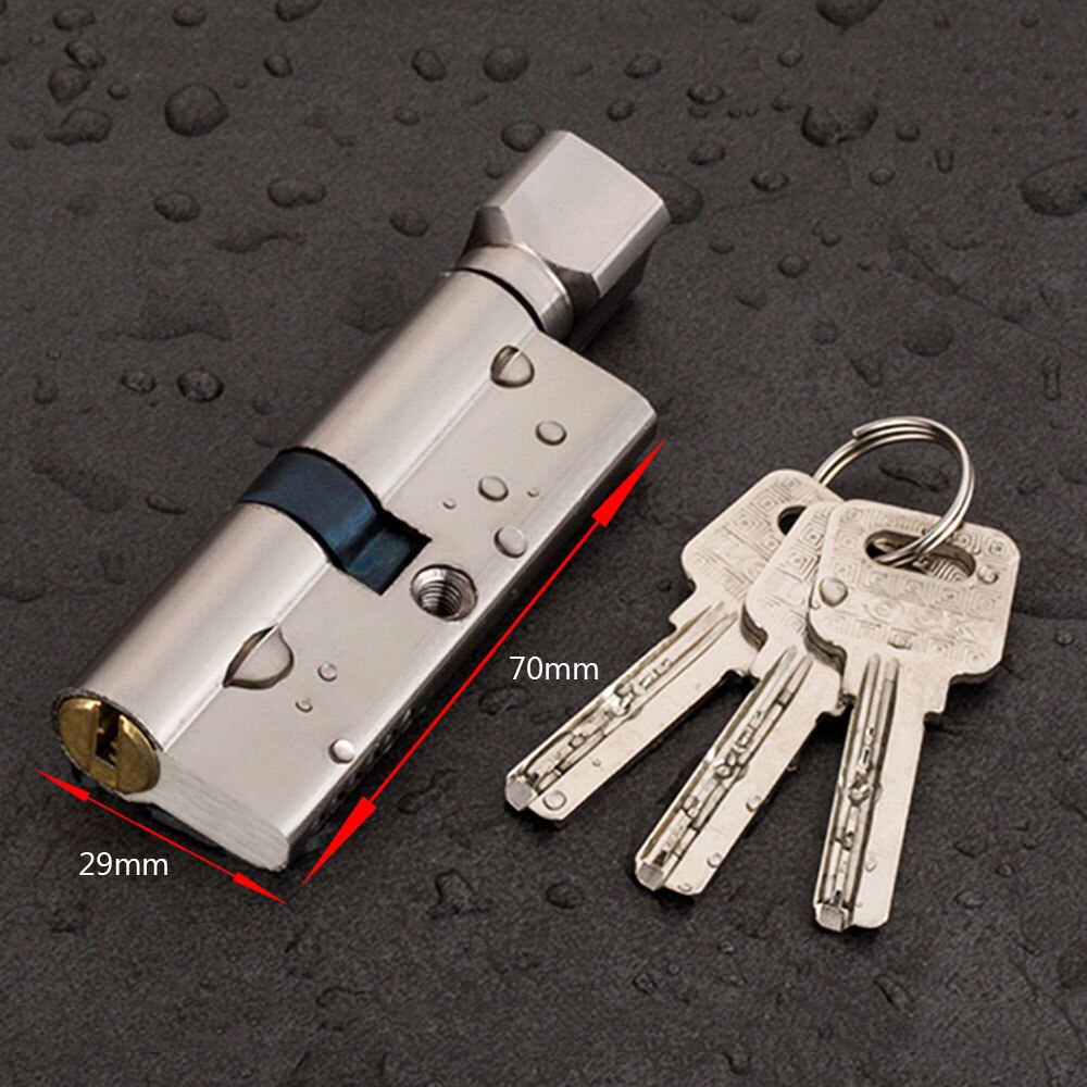 Door Cylinder Lock Biased 70mm 3 Keys Anti-Theft Entrance Brass AB Door Lock Home Security Interior Bedroom Lock Cylinder: Silver