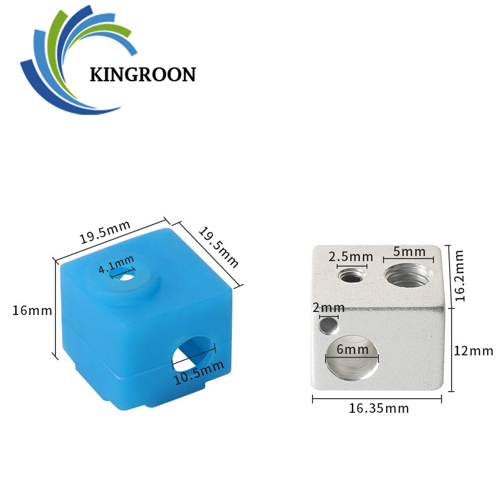 KingRoon E3D V5 J-kopf Heizung Block Extruder Teil Aluminium HotEnd V5 Wärme Block 16*16*12mm Silizium fallen abdeckung 3D Drucker Teile