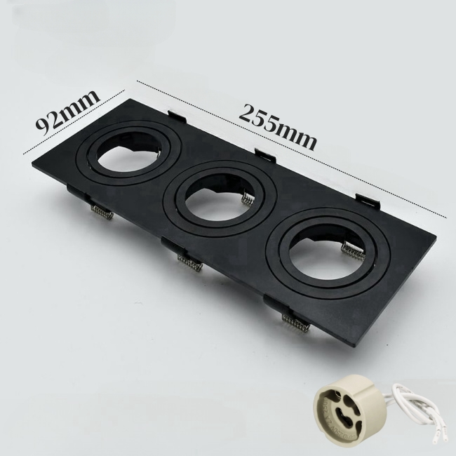 Ingebedde Vierkante LED Halogeen Lampvoet Houder GU10/MR16 Lamp Vervangbare Plastic Beugel Plafond Spotlight Montage Frame Fitting: Licht Geel / Black