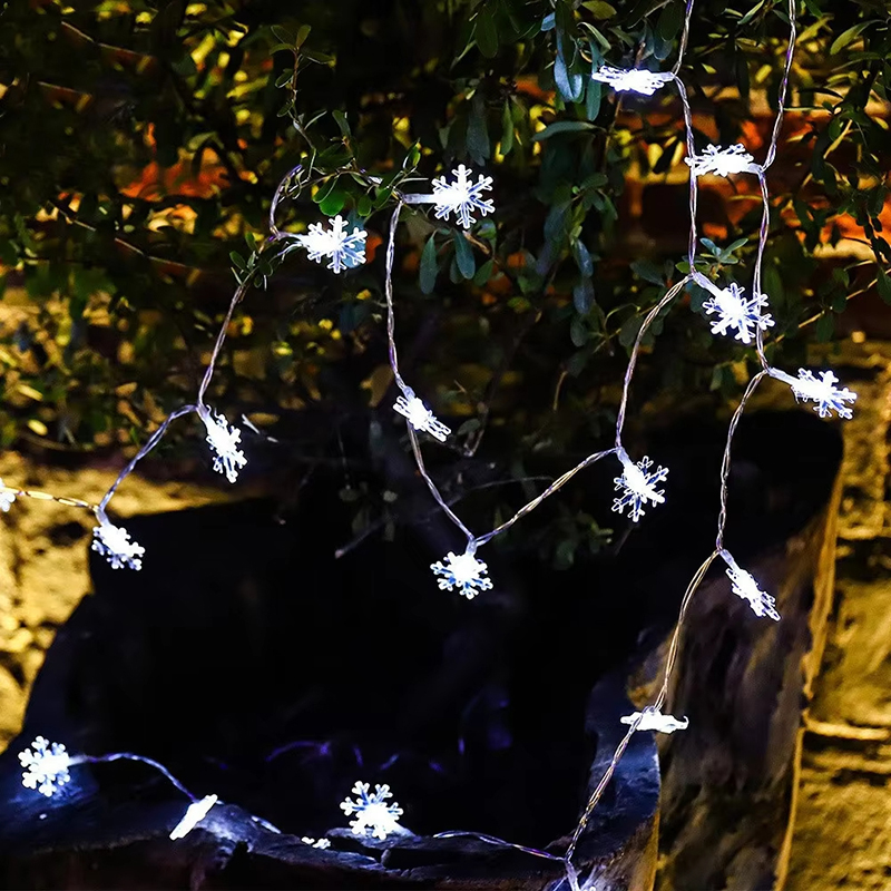 7/12M Solar Led Sneeuwvlok String Knipperende Ster Lamp Outdoor Festival Arrangement Nieuwjaar Bruiloft Kerstboom Decor