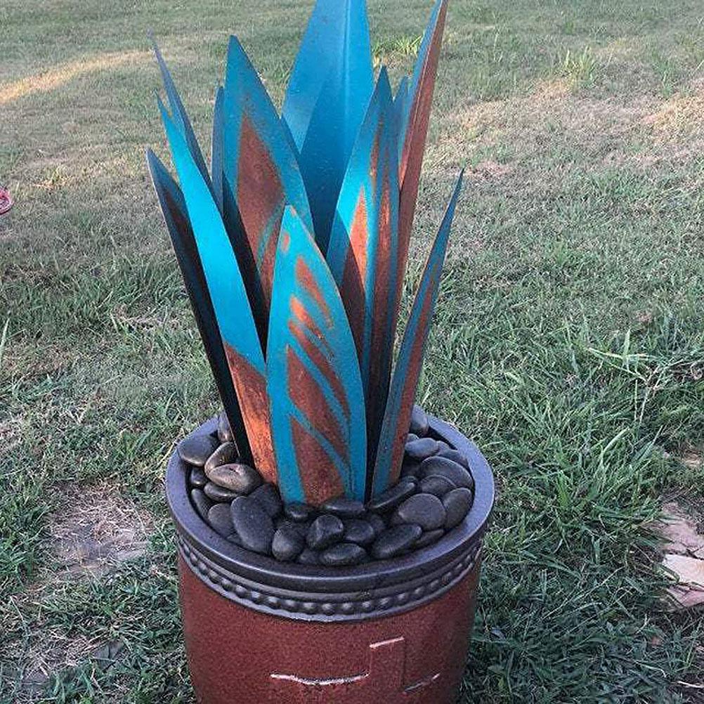 Metal agave plante skulptur have gård kunst dekoration statue gård stakes græsplæne ornamenter metal planter til udendørs gårdhave