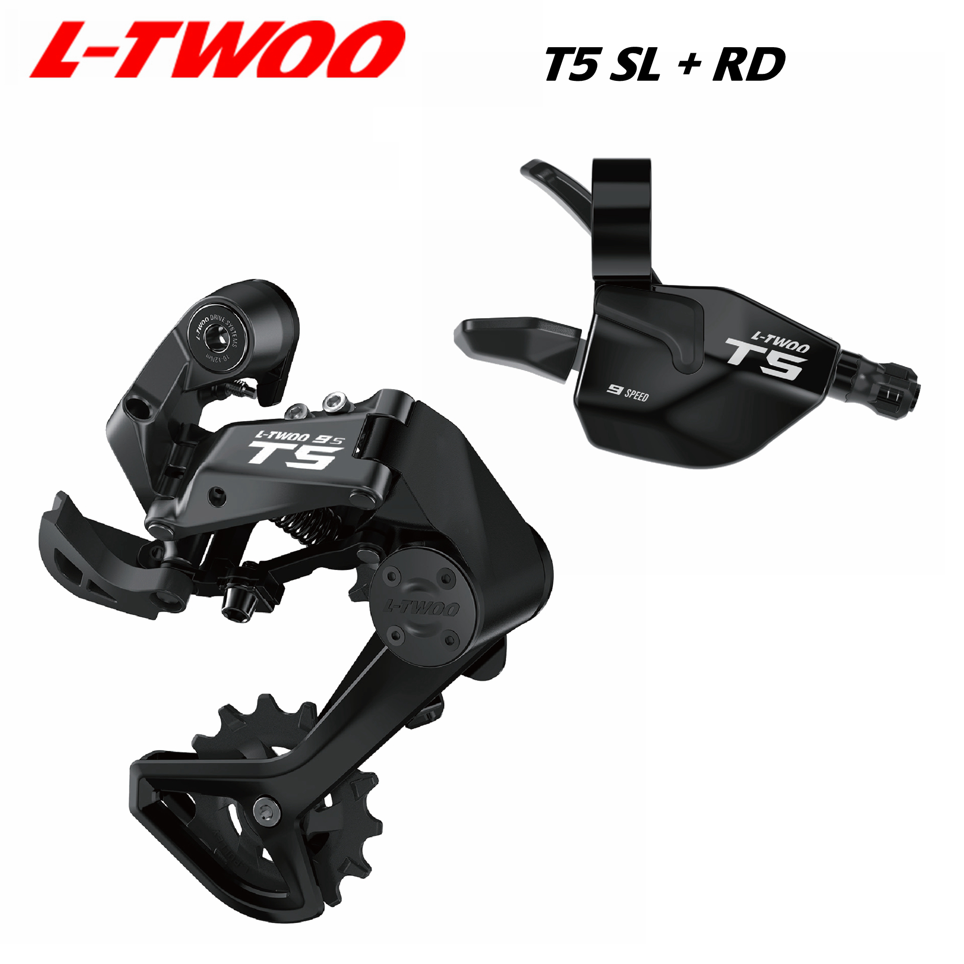! LTWOO T5 1x9 Speed Two Way Release Shifter + Stabilize Damping Rear Derailleur Cage length 82mm, 9s