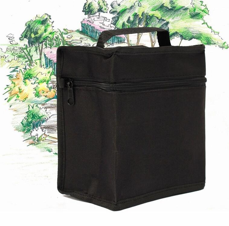 Storage Bag Black Folding Art Markers Large Capacity Multifunctional Zipper Canvas Pencil Case Pen storage bag For Markers Pens